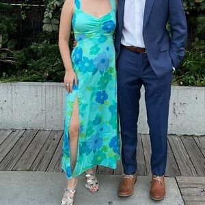 Show Me Your MuMu Blue and Green Floral Maxi Dress